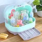 Anti Dust Baby Bottles Storage Box Drying Rack Plastic Tableware Dry Case Cleaning Dryer Drainer Storage Container